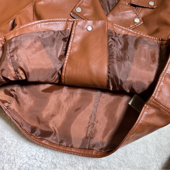 Anthropologie Brown Vegan Leather Moto Jacket Extra Large - Picture 4 of 15